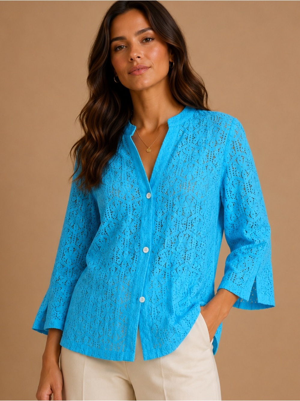 Ruby Rd Favorites Turquoise Blue Lace Cardigan Size 18 Plus Size